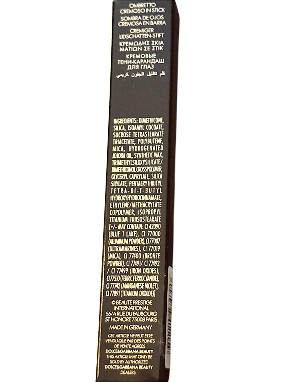 Dolce & Gabbana INTENSEYES Creamy Eyeshadow Stick - Shade 1 Black NWT 1.4g $68